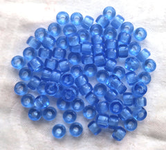 Lot of 25 9mm Czech faceted glass pony or roller beads - transparent light  sapphire blue large hole crow beads