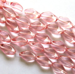 25 Czech Glass twisted oval beads - 13mm x 8mm transparent pink presse –  Glorious Glass Beads