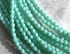 50 - Matte Hunter Green 4mm Faceted Fire Polished Round Beads, Opaque,  Czech Republic Glass Beads