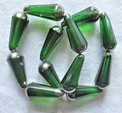 C3626 Czech Glass Teardrop Beads SAPPHIRE w/ GOLD FINISH 6x9mm 