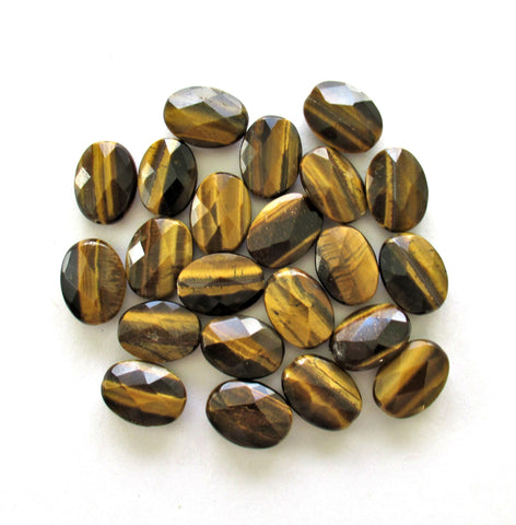 Tigers Eye faceted oval beads - 18 x 13mm - semiprecious stone beads - 22 beads - 15 inch strand-00008