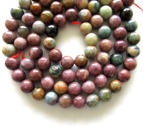 Tourmaline smooth round Beads - 10mm - semiprecious gemstone beads - multicolored druk beads - 41 pieces - 15.5 inch strand - 000011