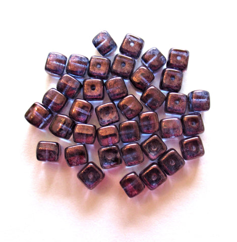 25 Czech glass cube beads - 5 x 7mm - lumi amethyst or purple beads C50125