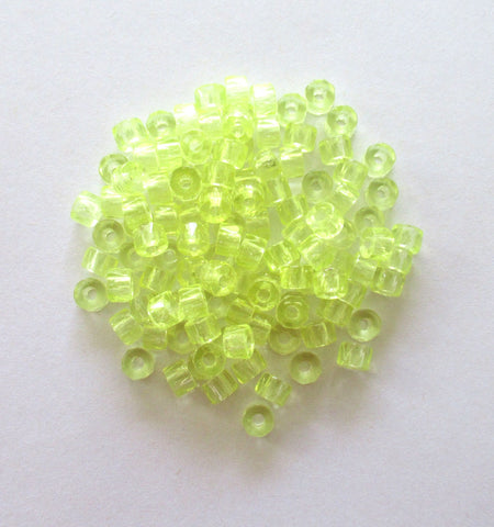 Fifty 6mm faceted jonquil yellow Czech glass pony roller beads - large hole crow beads - C00012