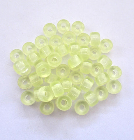 Lot of 25 9mm Czech glass pony or roller beads - jonquil yellow large big hole crow beads - C0038