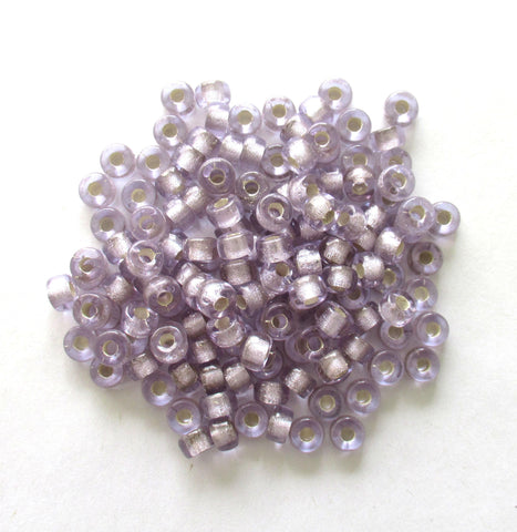 50 6mm Czech glass pony beads - alexandrite or lavender silver lined roller beads - large hole glass crow beads C0035