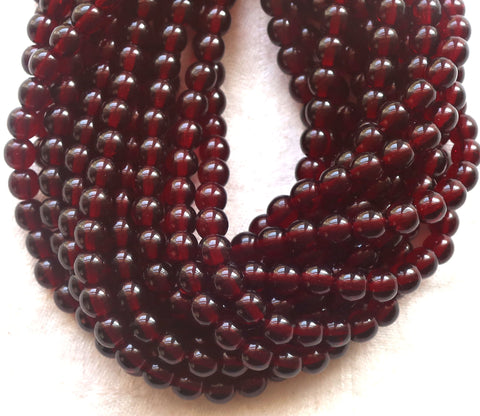 Lot of 50 6mm Czech glass druks, deep garnet red smooth round druk beads C2850