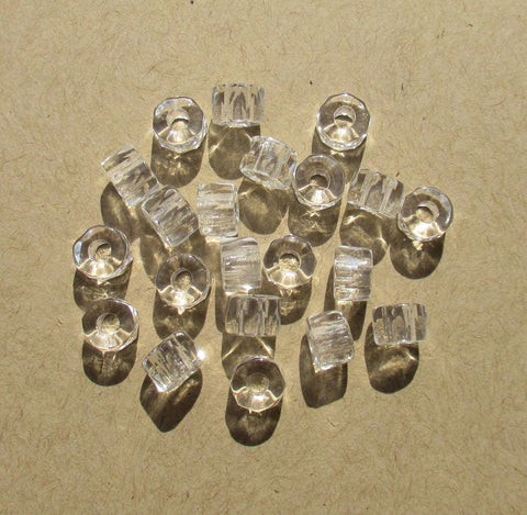 25 9mm Czech glass faceted pony or roller beads - crystal clear - large hole glass crow beads C0381