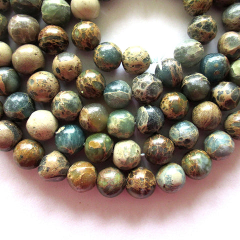 Aqua Terra Jasper beads - 8mm - semiprecious gemstone smooth round beads - Shoushan Jasper beads - 50 beads - 17 inch strand - C0000