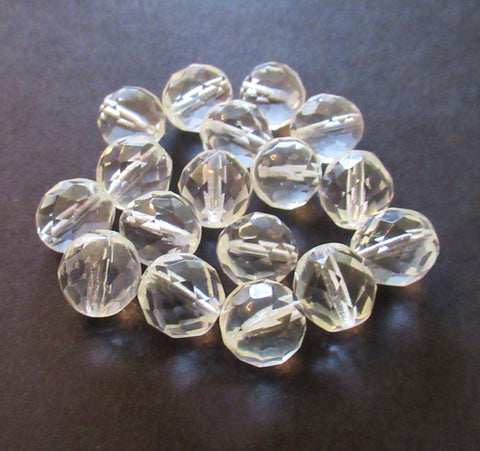 Ten Czech glass fire polished faceted round beads - 12mm crystal clear beads C0067