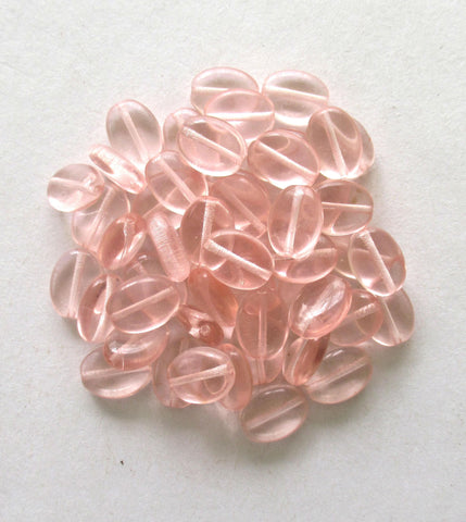 25 Czech glass flat oval beads - transparent pink - 12mm x 9mm - pressed glass beads C0046