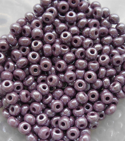 24 grams Light Purple, Amethyst Opaque Luster Glass Czech 6/0 seed beads, size 6 Preciosa Rocaille 4mm spacer beads, large, big hole C0824