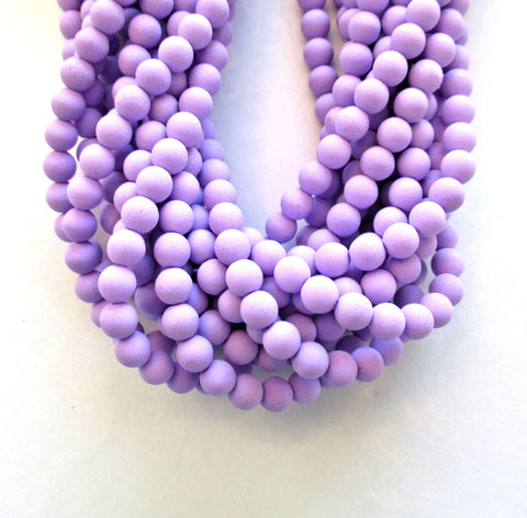 Fifty 6mm Czech glass druk beads - Bondeli Violet - opaque matte bright purple pressed glass smooth round druks C0058