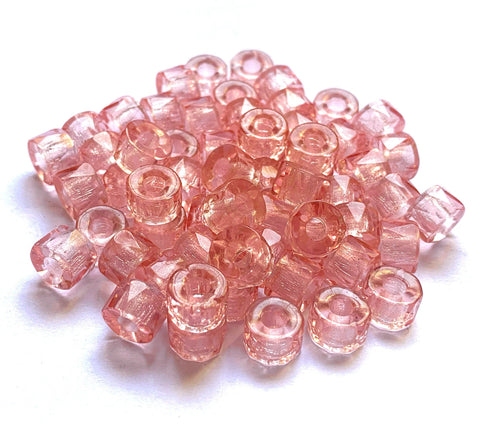 Lot of 25 9mm Czech glass faceted pony or roller beads - rosaline pink - large hole glass crow beads C0951