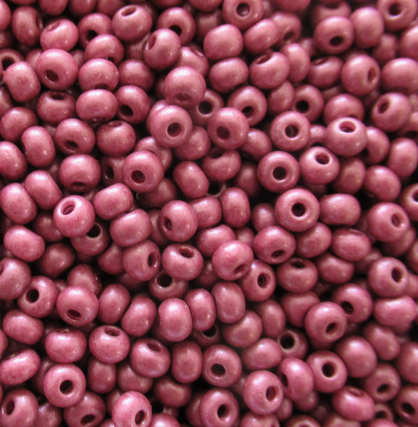 24 grams Czech glass Preciosa Rocaille 6/0 seed beads - opaque matte berry pink pearl size 6 seed beadsl - 4mm spacer beads C00471