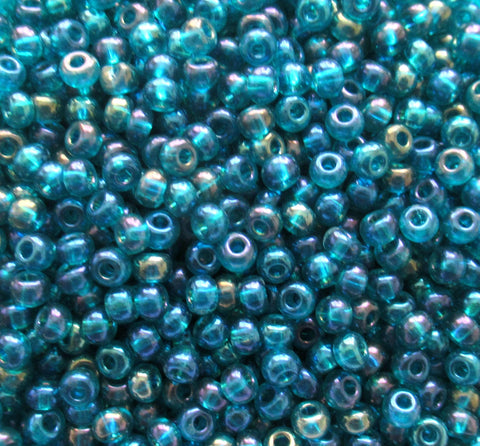 24 grams Czech 6/0 Czech glass seed beads - Teal blue green ab beads - size 6 Preciosa Rocaille 4mm spacer beads - C00201