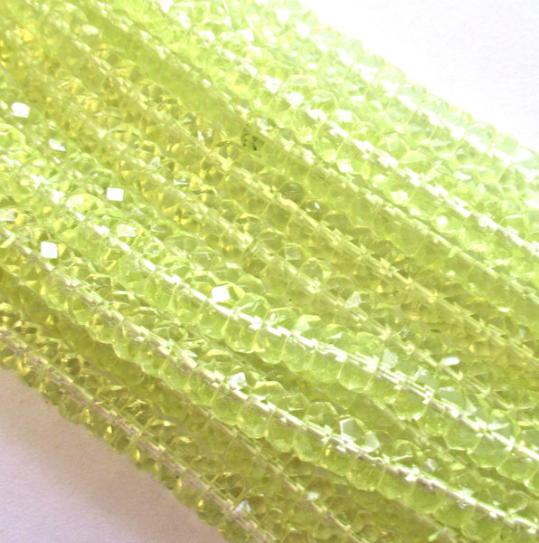 Fifty 6 x 3mm Czech glass faceted rondelle beads - transparent jonquil yellow spacers or rondelles C0087