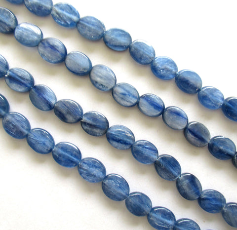 Blue Kyanite oval beads - 10 x 8mm - denim blue semiprecious gemstone beads - 41 beads - 15.5 inch strand - C000051