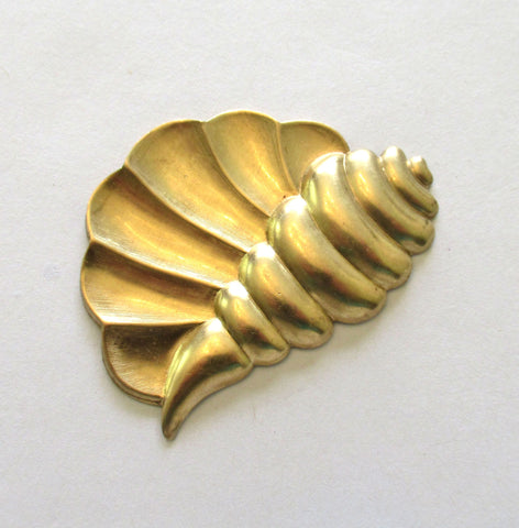 1 raw brass stamping - nautical conch - sea shell - pendant - charm - connector - ornament - 2.25" by 1.75" inches made in the USA C0077