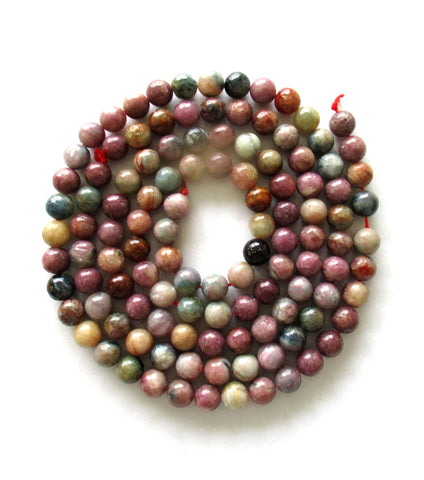 Tourmaline smooth round Beads - 8mm - semiprecious gemstone beads - multicolored druk beads - 51 pieces - 15.5 inch strand - 000011