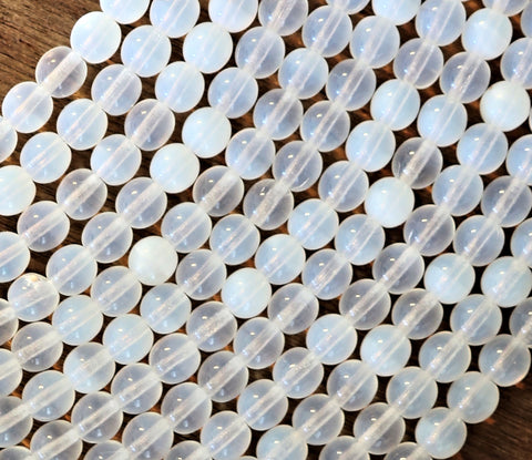 Lot of 50 6mm Czech glass druks, translucent milky white,neutral opaline smooth round druk beads C1850