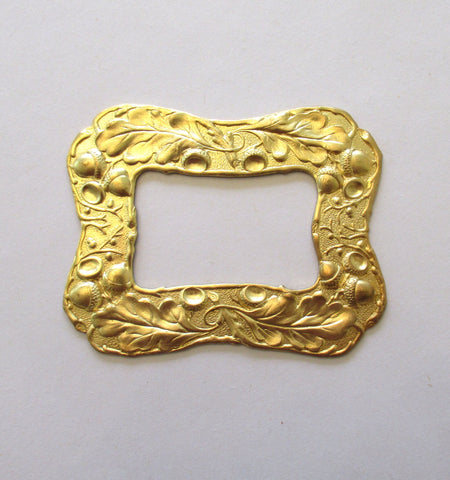 1 large rectangular brass stamping frame - Ornate Victorian pendant, - connector - ornament - component 3.125" x 2.5" made in the USA C00232