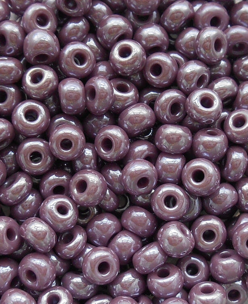 24 grams Light Purple, Amethyst Opaque Luster Glass Czech 6/0 seed beads, size 6 Preciosa Rocaille 4mm spacer beads, large, big hole C0824