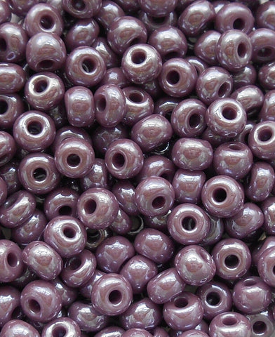 24 grams Light Purple, Amethyst Opaque Luster Glass Czech 6/0 seed beads, size 6 Preciosa Rocaille 4mm spacer beads, large, big hole C0824