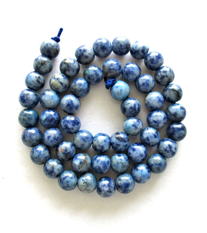 8mm Sodalite smooth round beads - semiprecious gemstone beads - blue & white druk beads - 50 beads - 15.5 inch strand - 0000