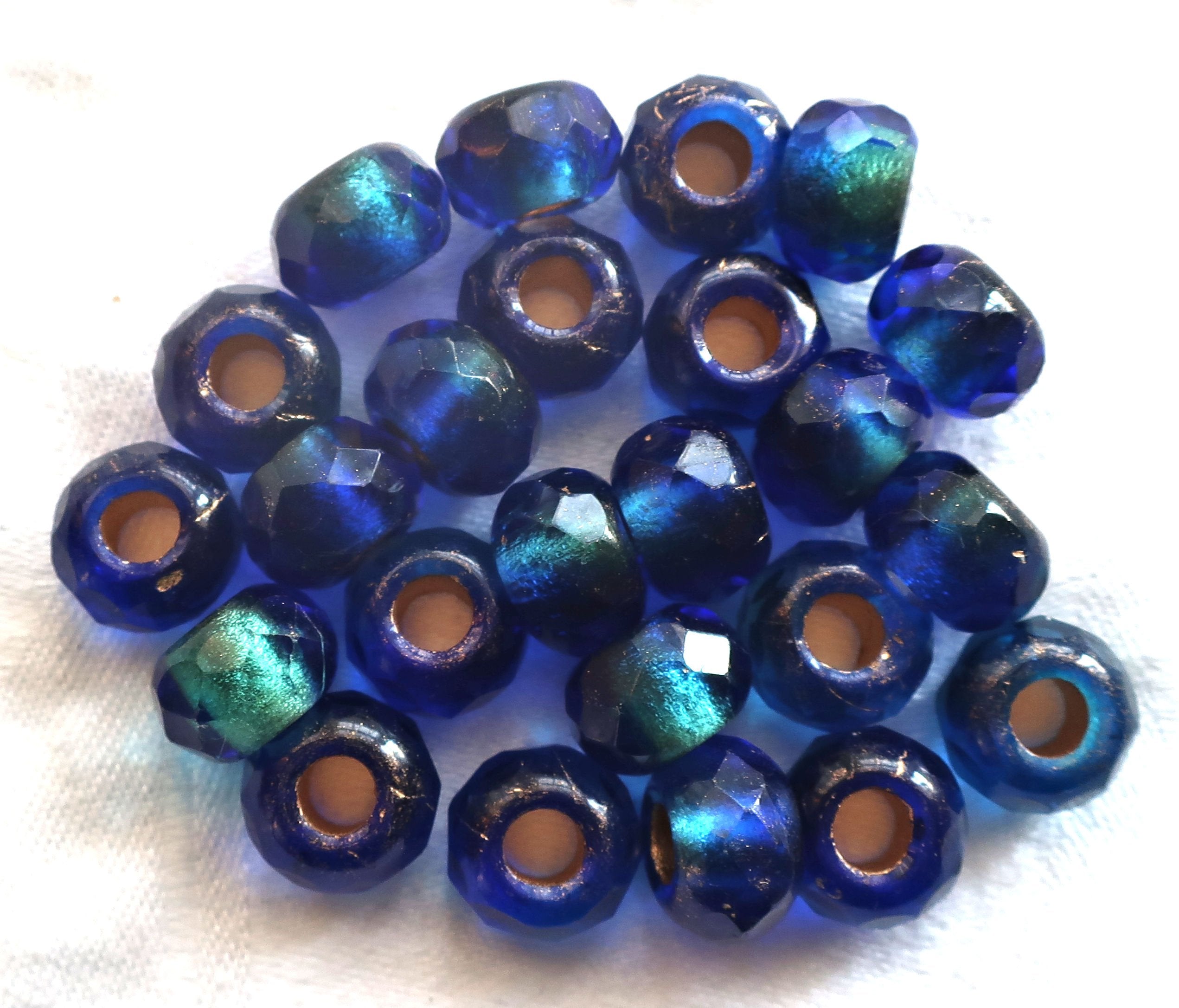 Aqua and Yellow Large Hole Beads