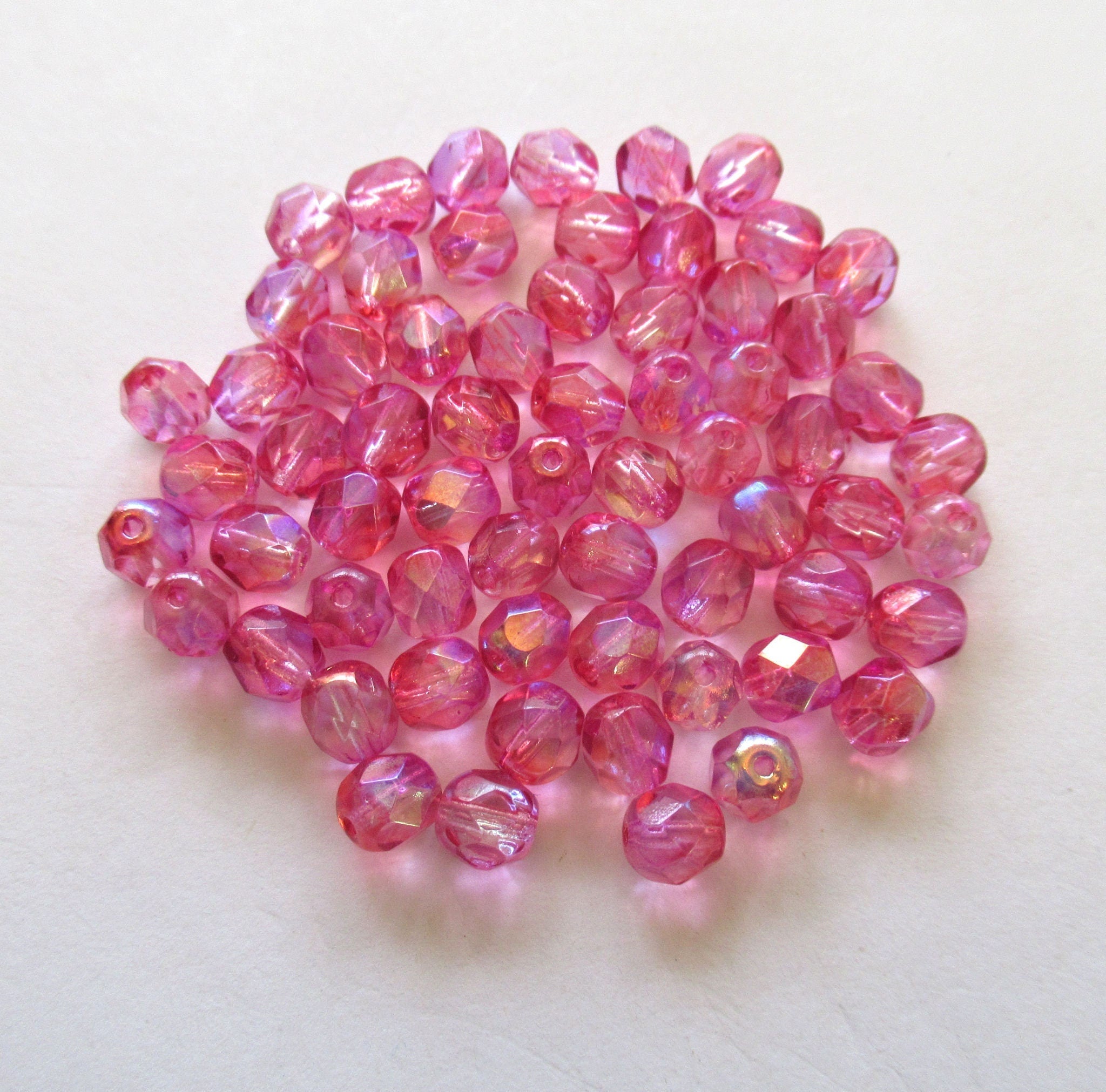 Heart Czech Glass Beads 10x10mm ROSALINE (Strand of 25)