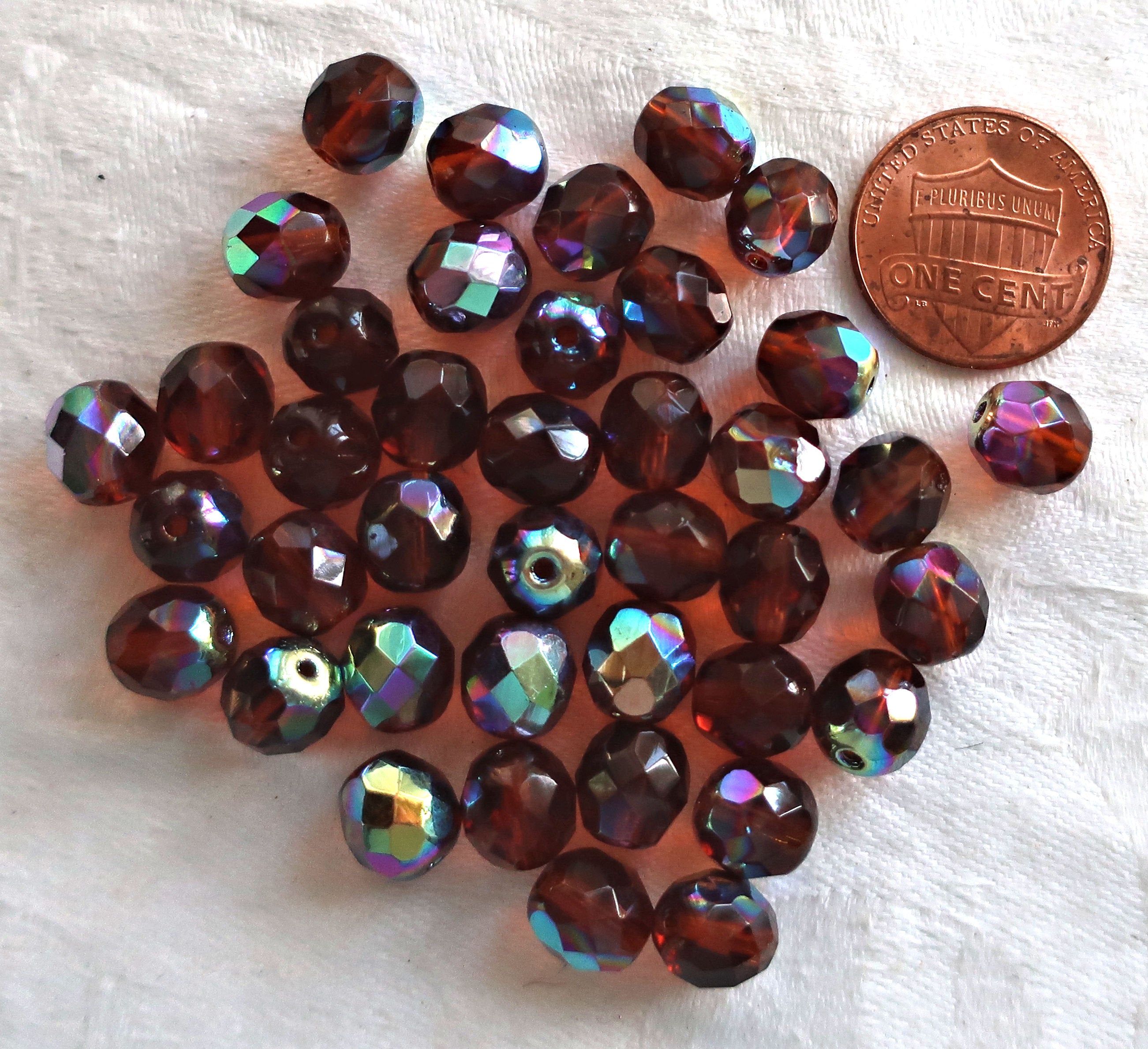 Lot of 25 Czech glass leaf beads - 10 x 8mm - center drilled