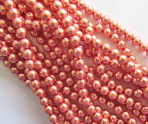 50 6mm Preciosa Czech glass pearl druk beads - pink blush smooth round glass pearls C0096