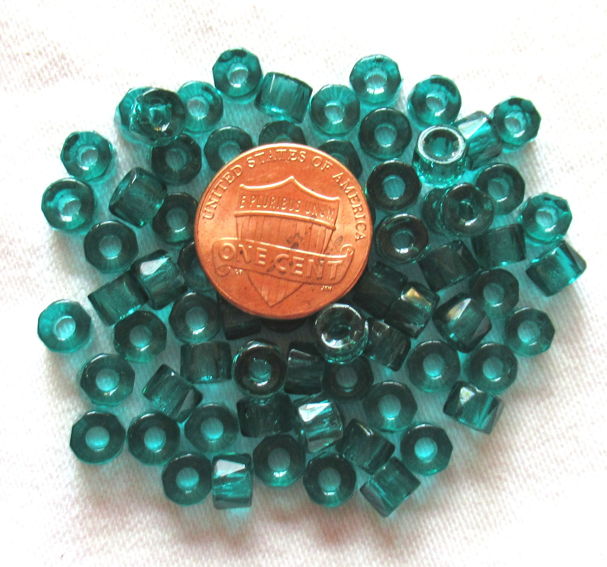 25 9mm Czech opaque turquoise blue pony roller beads, large hole blue glass  crow beads, C3525 – Glorious Glass Beads