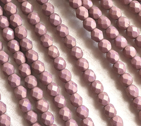 Lot of 25 6mm Pacifica Fig Czech glass beads, lavender, lilac, mauve, pink, purple, faceted, firepolished beads C8601 - Glorious Glass Beads