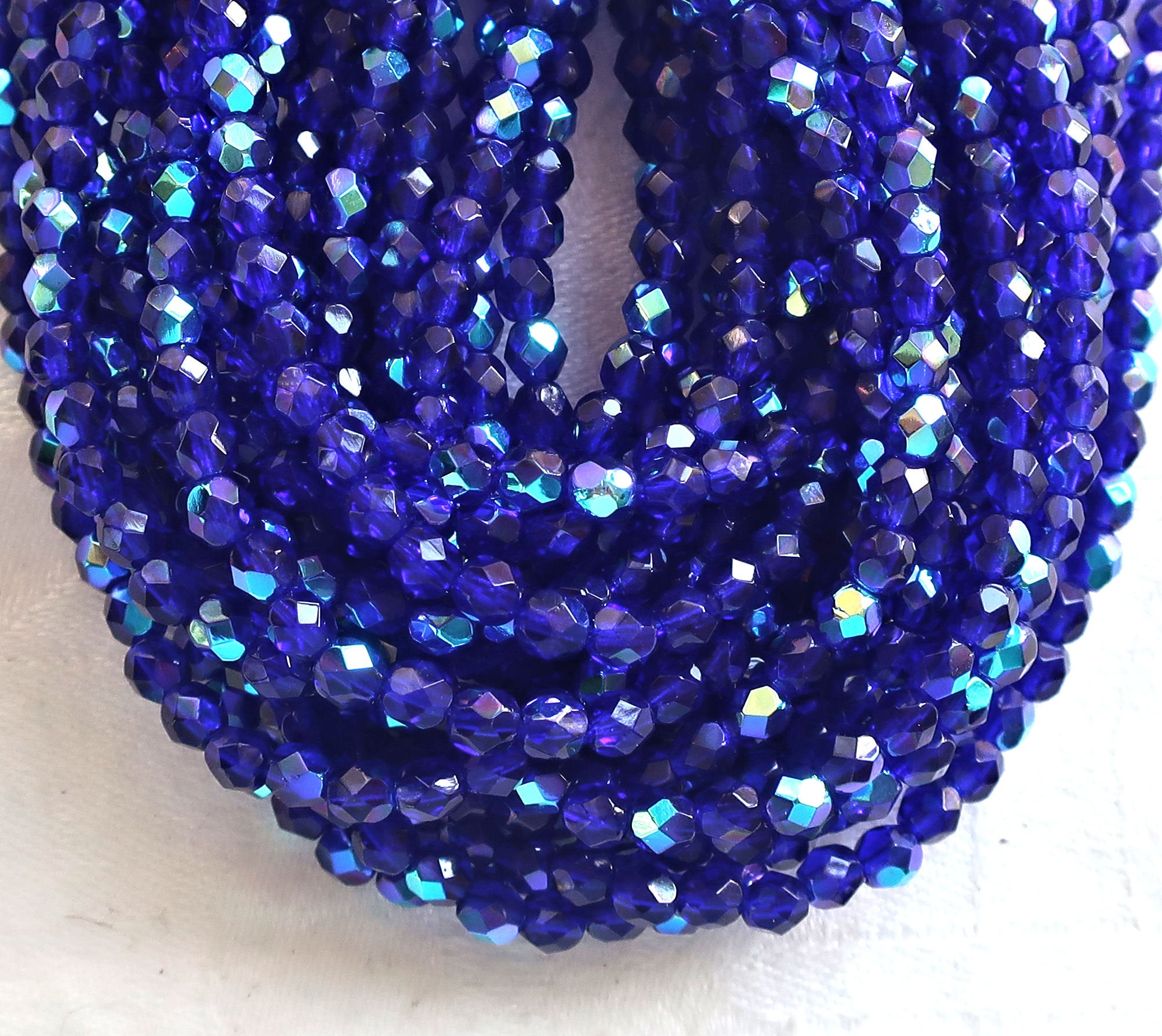 Czech Glass 4mm Firepolish Beads PURPLE-BLUE AB