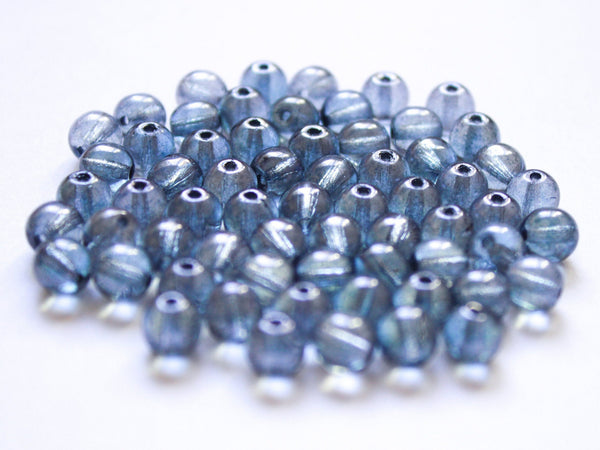 50 6mm Czech glass beads - lumi blue - smooth round druk beads C0074