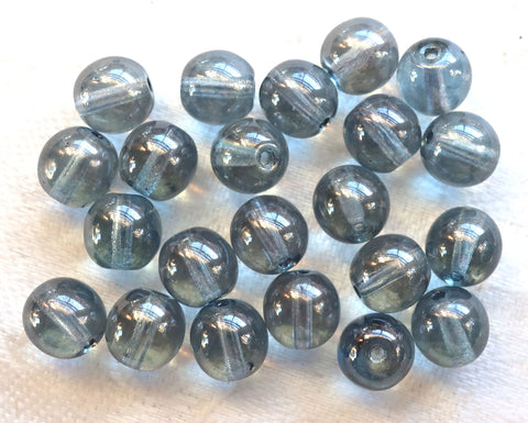 Lot of 25 8mm Czech glass druks, Lumi Blue smooth round druk beads C3701 - Glorious Glass Beads