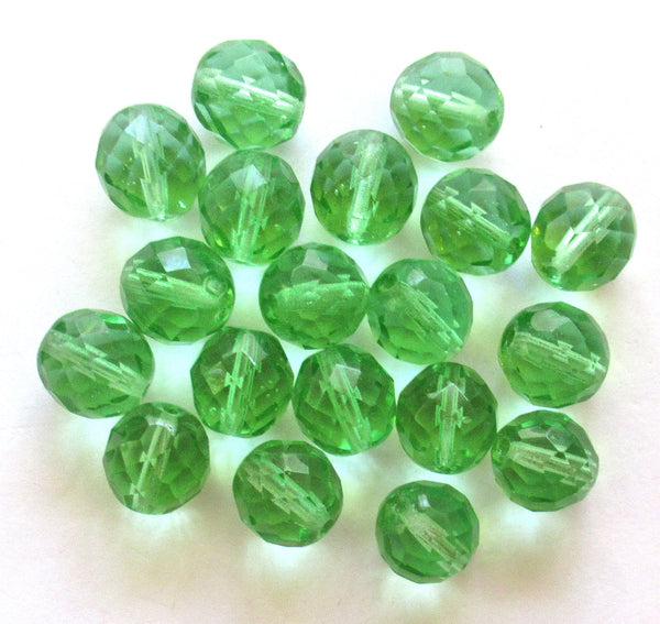 Ten Czech glass fire polished faceted round beads - 12mm mint green beads C0018