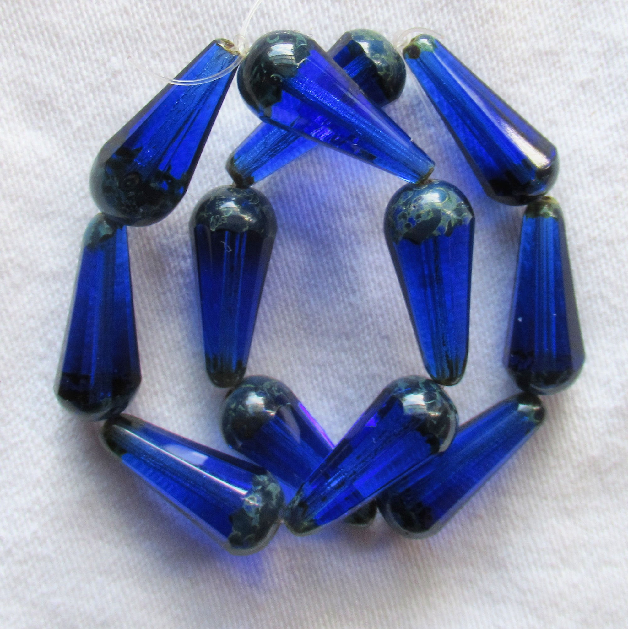 Faceted Vertical Teardrop Beads Czech Glass Firepolish LUSTER TRANSPARENT  BLUE 7x5mm (25pcs)