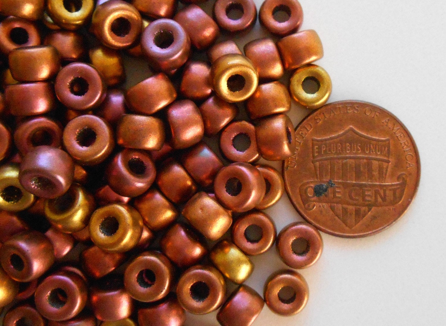 Fifty 6mm Czech Matte Metallic Gold glass pony roller beads, large hole  crow beads, C6450 – Glorious Glass Beads