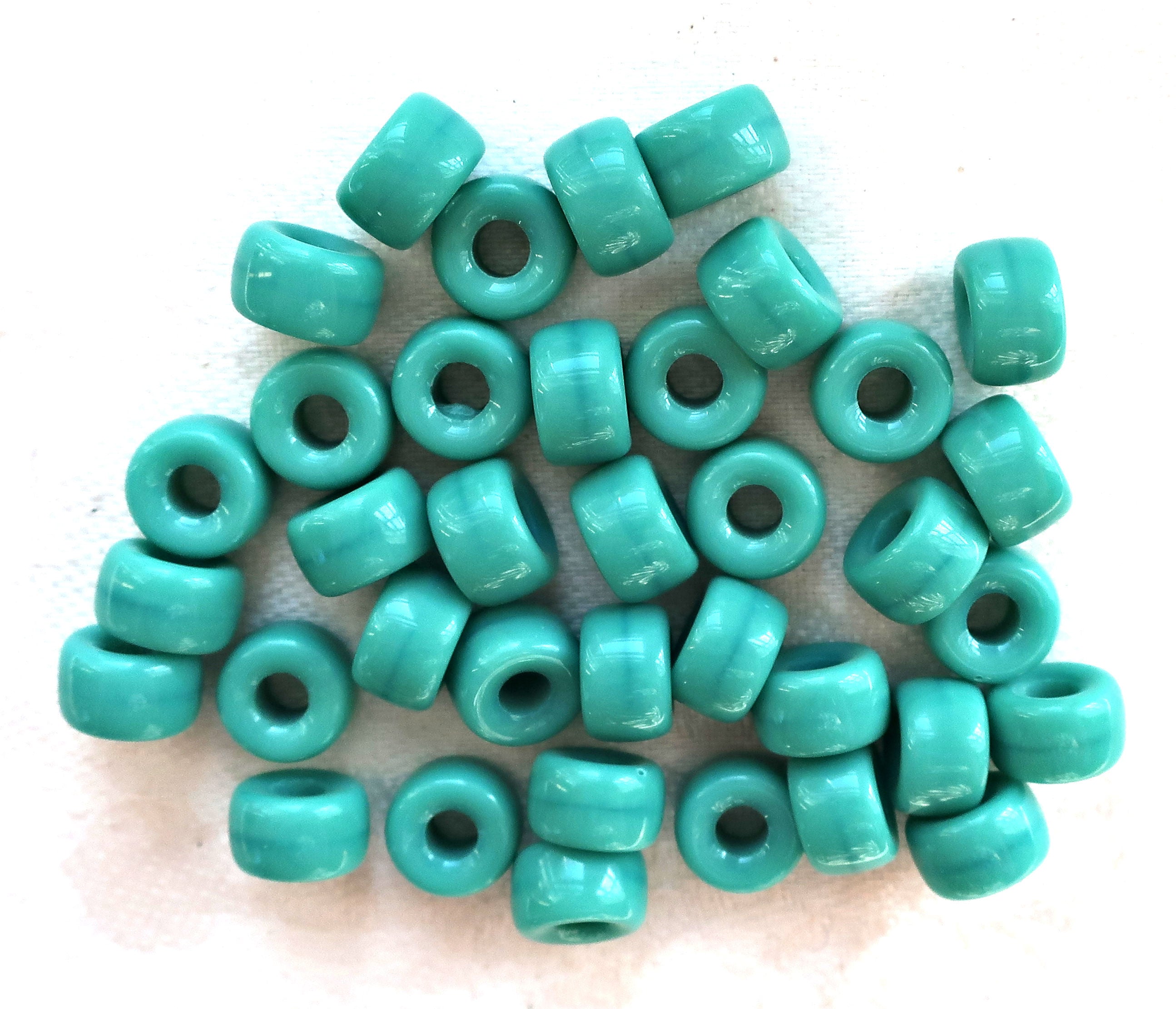 50 6mm Czech Blue Iris pony roller beads, large hole iridescent  multicolored glass crow beads, C7450 – Glorious Glass Beads