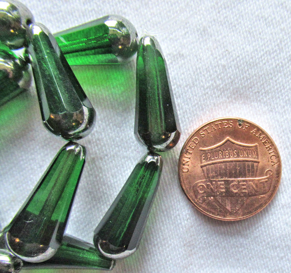 Drop Leaf Beads Transparent Green Glass Czech Republic –