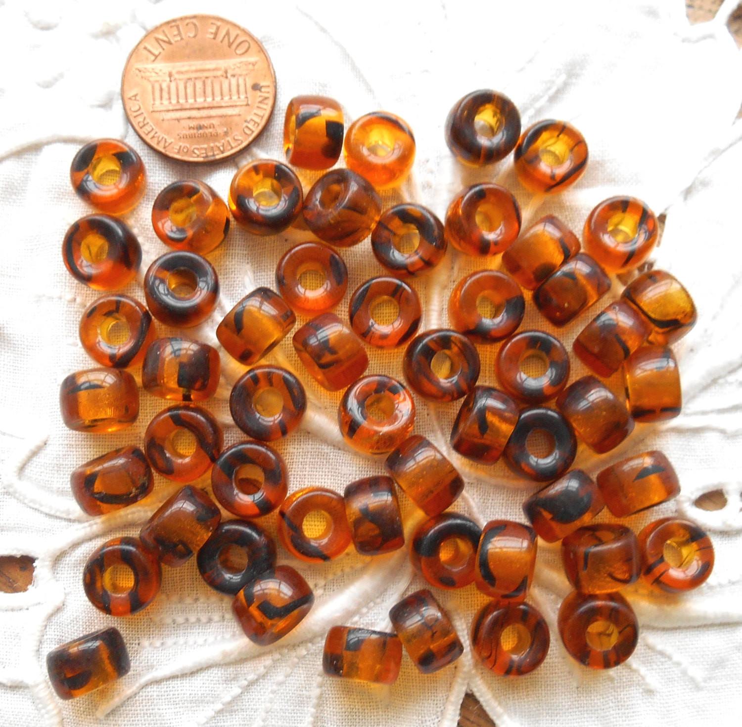Large Hole Glass Beads, 8mm X 12mm Rondelle Roller With 5mm Hole