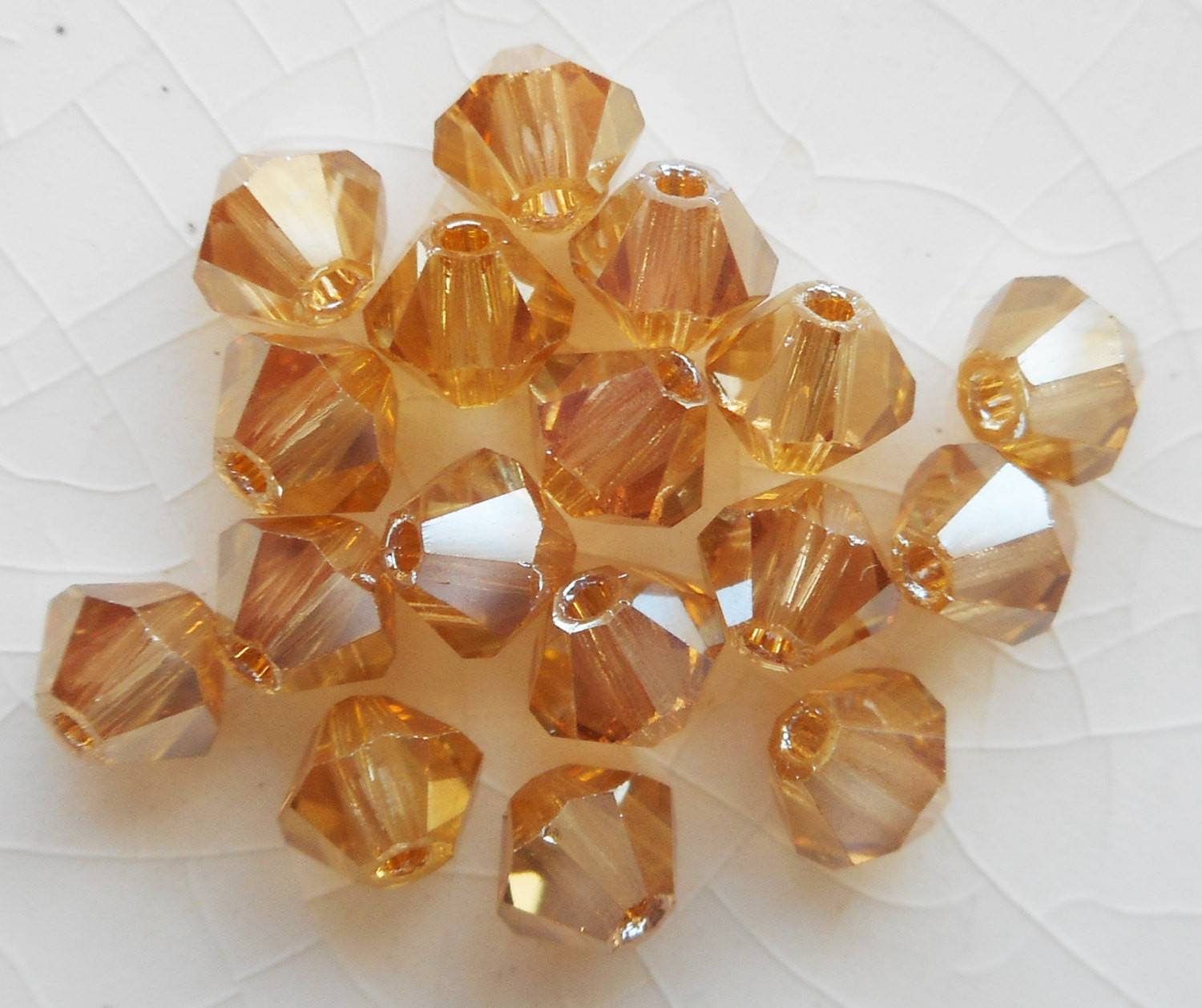 Faceted Glass European Style Large Hole Bead - Crystal AB 14mm Gold Tone Grommet (1)