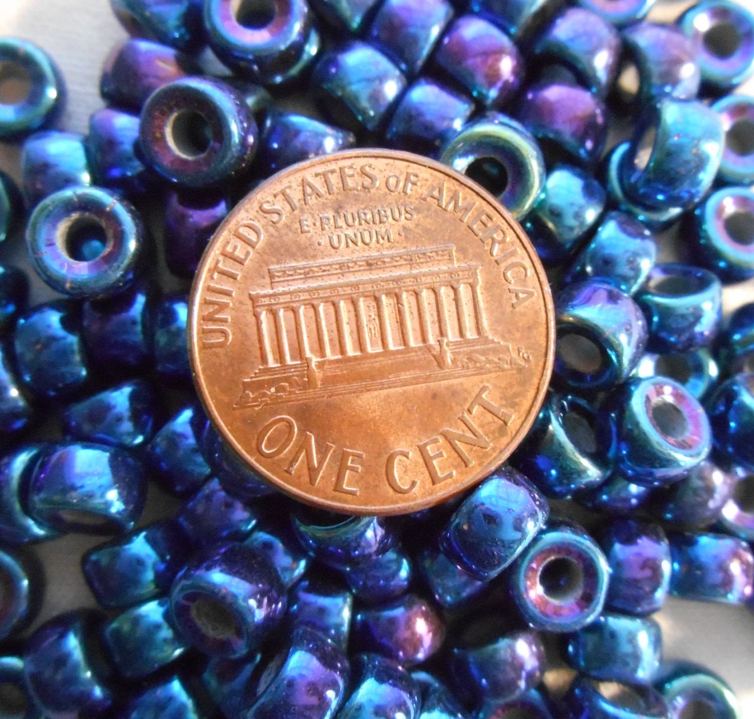 50 Vintage Pink Pony Beads. 9x6mm Czech Glass Roller Macrame Beads. CZ-514  