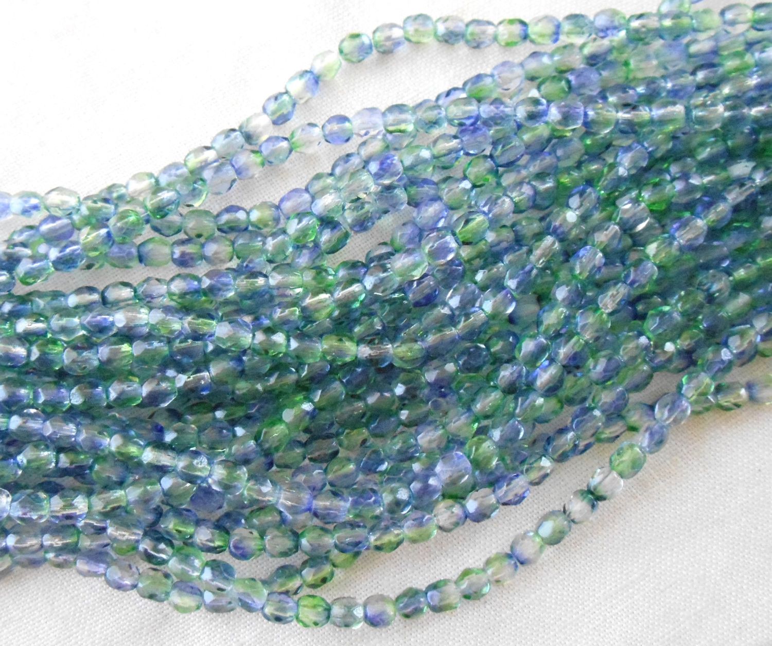 14mm Tea Green Turquoise Flower Bead, Picasso Czech Glass Beads 8