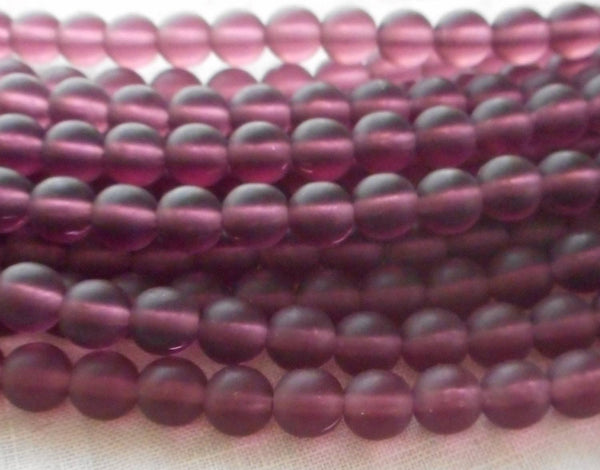 Fifty 6 mm Czech glass Matte Amethyst, purple, druk beads, C4801 - Glorious Glass Beads