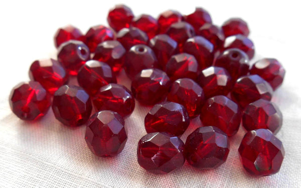 Ruby Jade 8mm Faceted Glass Beads, 45 Pieces
