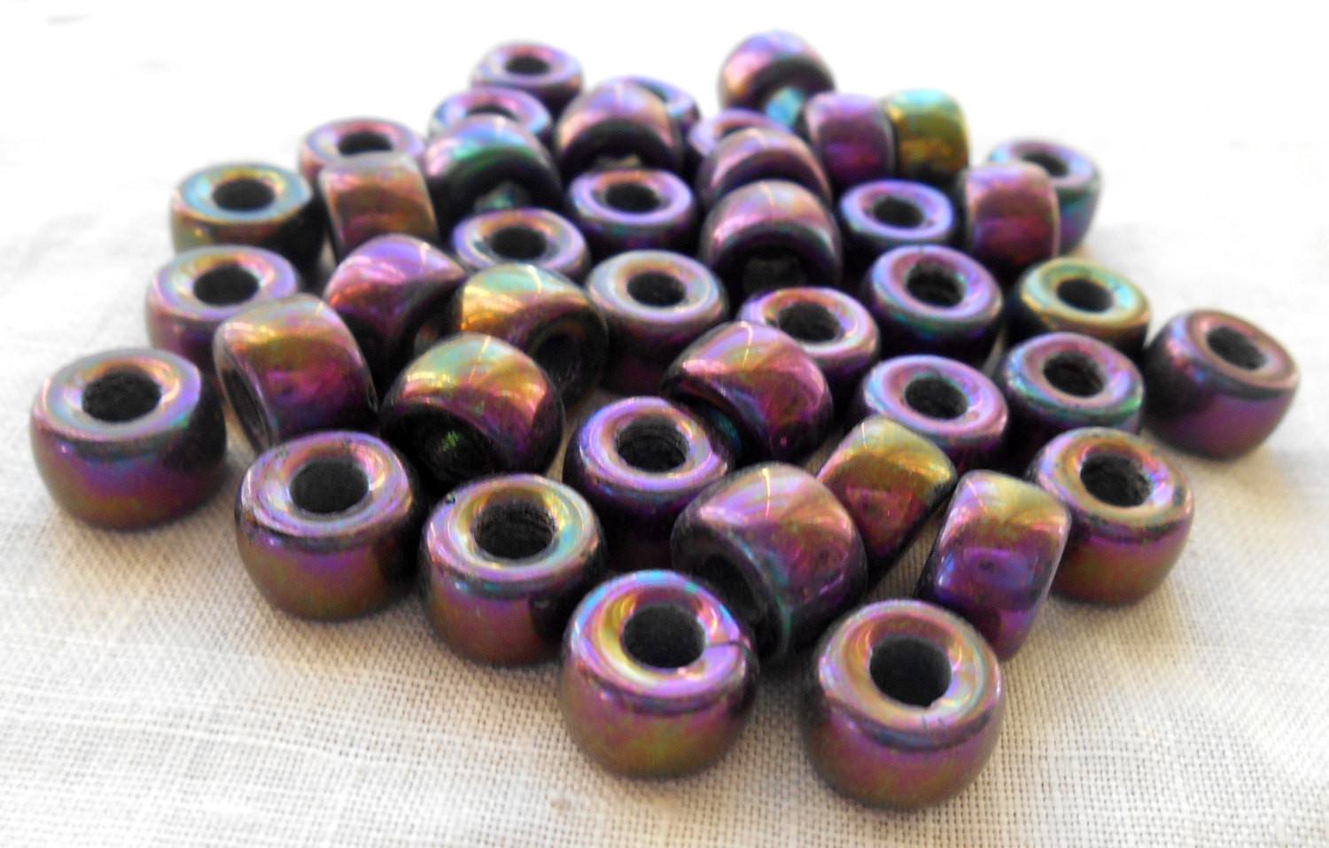 50 6mm Czech Matte Metallic Periwinkle Blue pony roller beads, large hole  glass crow beads, C6450 – Glorious Glass Beads